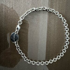 Tiffany & Co. Silver Round-Link Necklace with Engraved Tag length:38.5 cm